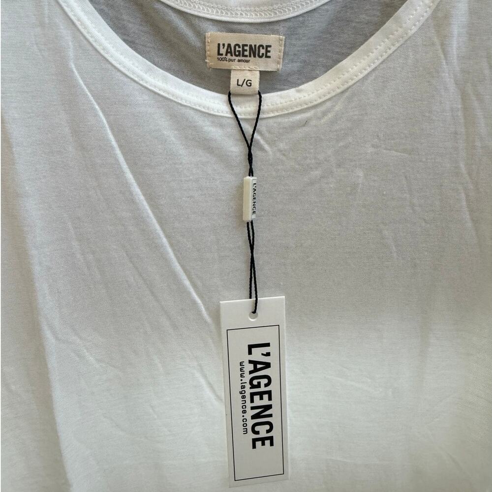 L’AGENCE Perfect Tank Top White Luxe Essential Size Large Soft Relaxed NWT Beach - Picture 5 of 5